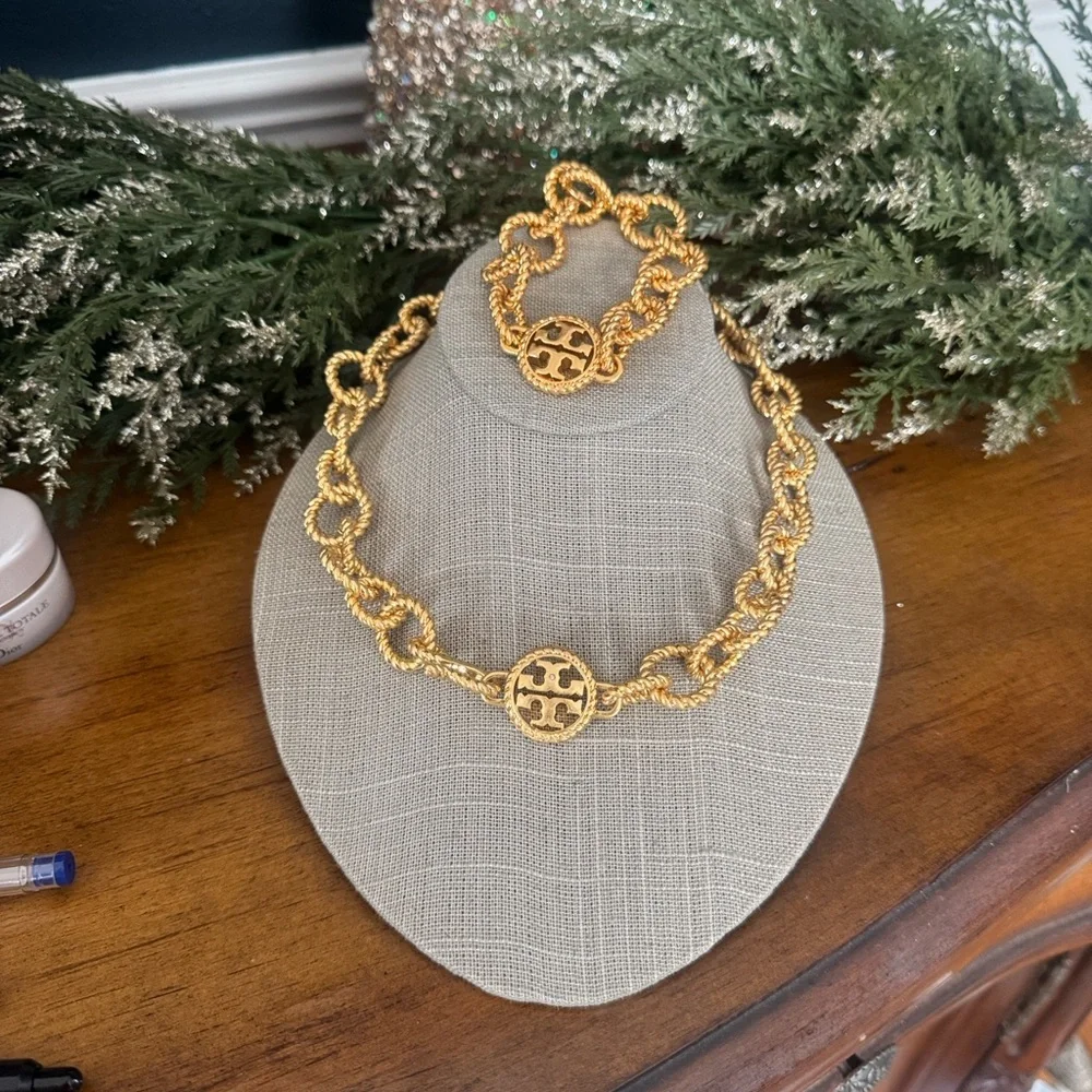 Tory Burch• Gold heavy plated rope Necklace and Bracelet set $425 - Picture 2 of 5